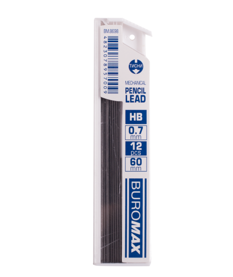 Mine pentru creion mecanic, HB, 0,7 mm, 12 buc., BUROMAX